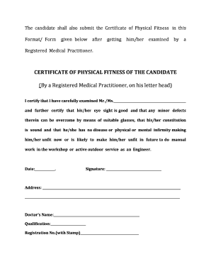 Certificate of Physical Fitness