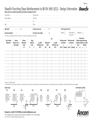Shearfix Punching Shear Reinforcement Design Sheet