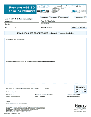 Formulaire d'évaluation des compétences en soins infirmiers