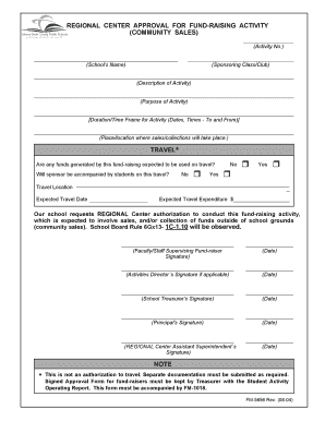 Regional Center Approval for Fund-Raising Activity
