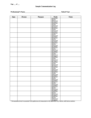 Sample Communication Log
