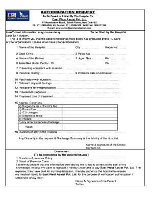 East West Assist Authorization Request