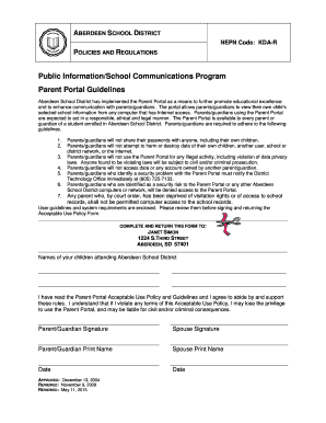 Parent Portal Acceptable Use Policy