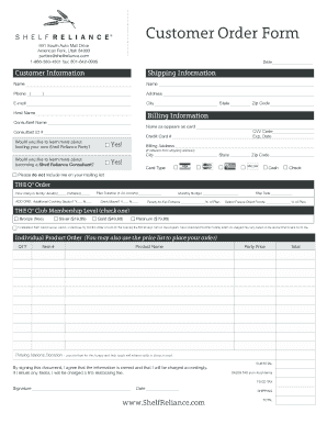 Customer Order Form