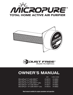 MicroPure Air Purifier Installation Manual