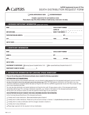 CalPERS 457 Plan Death Distribution Request Form