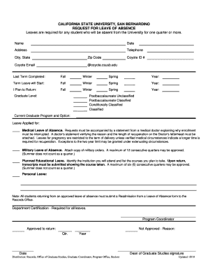 California State University Leave of Absence Request