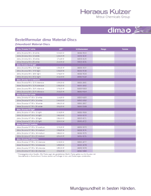 Bestellformular dima Material-Discs
