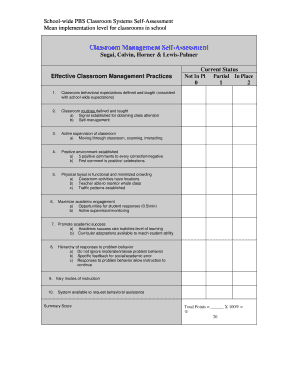 School-wide PBS Classroom Systems Self-Assessment