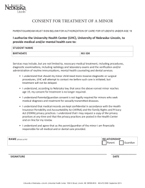 Minor Treatment Consent Form