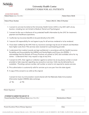 University Health Center Patient Consent Form
