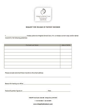 Request for Release of Patient Records