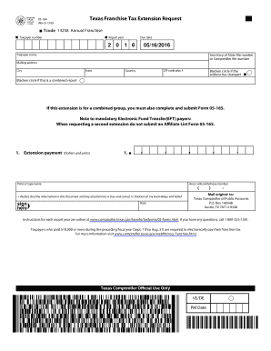 Texas Franchise Tax Extension Request