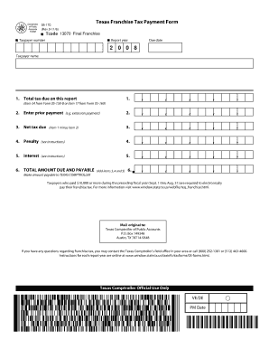 Texas Franchise Tax Payment Form