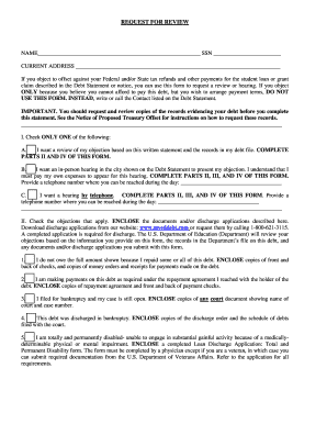 Request for Review of Student Loan Debt