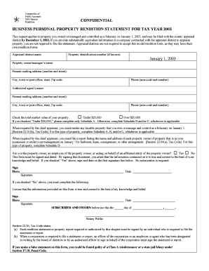 Texas Business Personal Property Rendition Statement