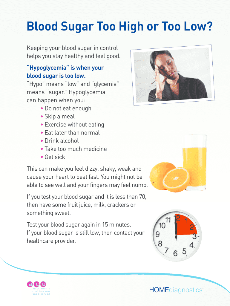 Fillable Online Blood Sugar Too High or Too Low Fax Email Print pdfFiller