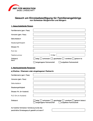 Gesuch um Einreisebewilligung für Familienangehörige von Schweizer Bürgerinnen und Bürgern