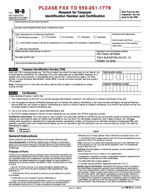 W-9 Request for Taxpayer Identification Number