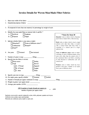 Invoice for Woven Man-Made Fiber Fabrics
