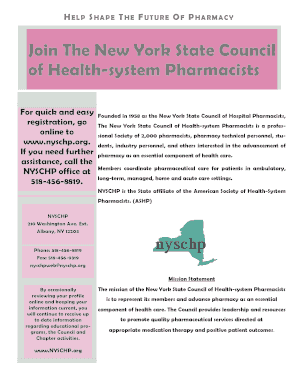 New York State Council of Health-system Pharmacists Membership Application
