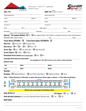 Pinnacle LED 72” Lightbar Order Form