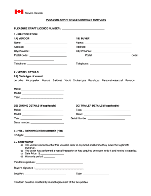 Pleasure Craft Sales Contract Template