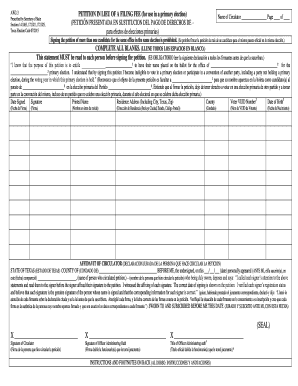 Texas Petition in Lieu of Filing Fee