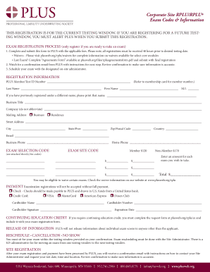 RPLU Exam Registration Form