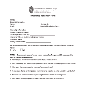 Internship Reflection Form