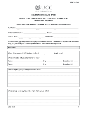 Student questionnaire 2015 - Heads Up