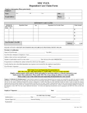 SISC Flex Dependent Care Claim Form