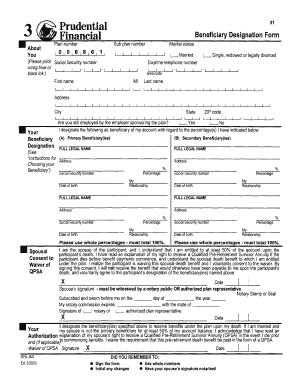 Prudential Financial Beneficiary Designation Form