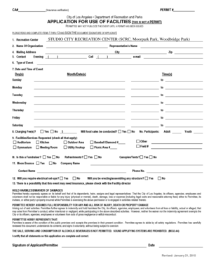 Los Angeles Facility Use Application