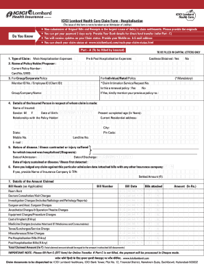 ICICI Lombard Health Care Claim Form