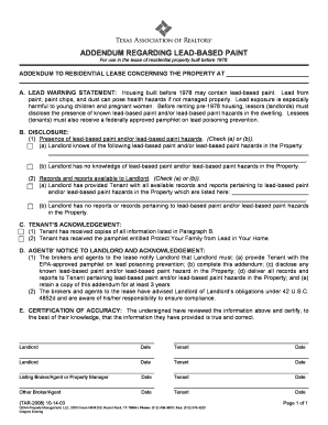 Lead-Based Paint Addendum to Residential Lease