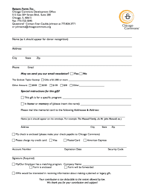 Chicago Commons Donation Form