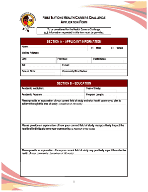 First nations health careers challenge application bformb - National bb