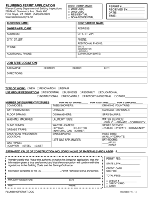Plumbing Permit Application