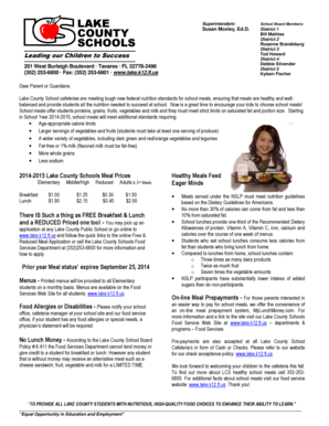 Lake County Schools Free/Reduced Meal Application