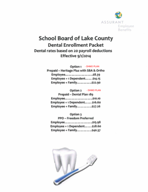 School Board of Lake County Dental Enrollment Form