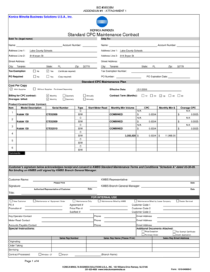 Konica Minolta Standard CPC Maintenance Contract
