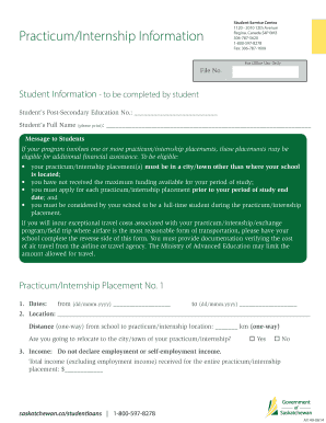 Practicum/Internship Financial Assistance Application
