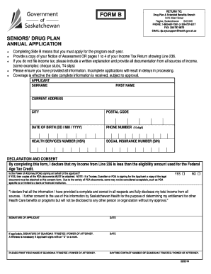 Seniors’ Drug Plan Annual Application
