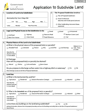 Application to Subdivide Land
