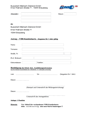 Antrag – VBB-Kundenkarte