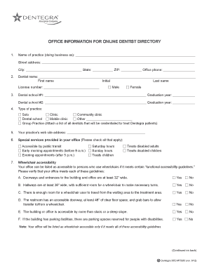 Dentist Office Information Form