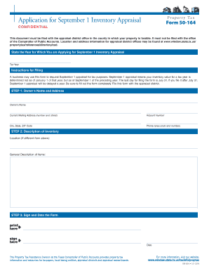 Texas September 1 Inventory Appraisal Form