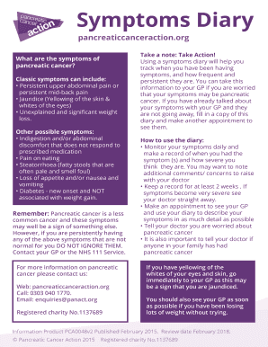 Pancreatic Cancer Symptoms Diary