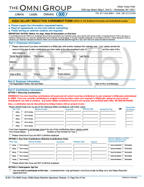 403(b) Salary Reduction Agreement Form
